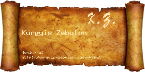 Kurgyis Zebulon névjegykártya